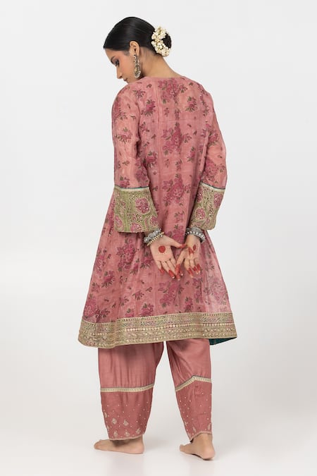 Shop Pants And Pajamas Yellow Modal, , , Floral Short Kurta With Salwar at Aza Fashions Shop_Pants And Pajamas_Yellow Modal, , , Floral Short Kurta With Salwar _at_Aza_Fashions