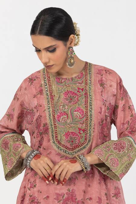 Shop Pants And Pajamas Yellow Modal, , , Floral Short Kurta With Salwar Online at Aza Fashions Shop_Pants And Pajamas_Yellow Modal, , , Floral Short Kurta With Salwar _Online_at_Aza_Fashions