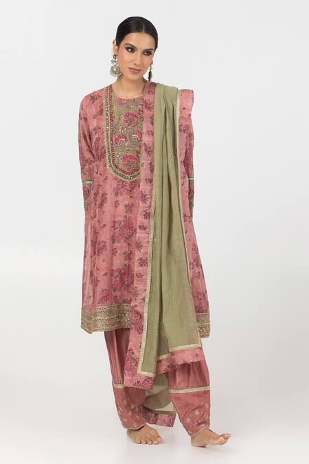 Buy Pants And Pajamas Yellow Modal, , , Floral Short Kurta With Salwar Buy_Pants And Pajamas_Yellow Modal, , , Floral Short Kurta With Salwar