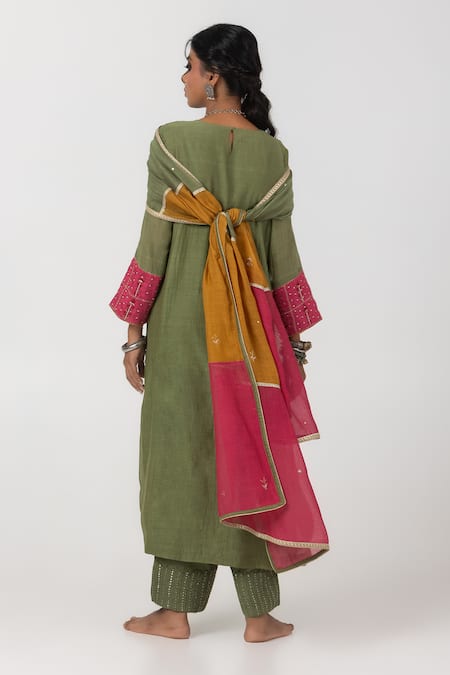 Shop Pants And Pajamas Multi Color Chanderi Lace, Sequins Ditsy Floral Embroidered Dupatta at Aza Fashions Shop_Pants And Pajamas_Multi Color Chanderi Lace, Sequins Ditsy Floral Embroidered Dupatta _at_Aza_Fashions