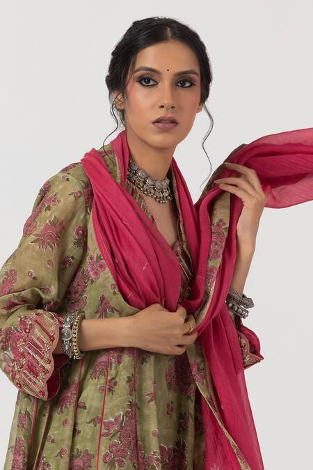 Buy Pants And Pajamas Pink Chanderi Embroidery, Lace Floral Dupatta Online at Aza Fashions Buy_Pants And Pajamas_Pink Chanderi Embroidery, Lace Floral Dupatta _Online_at_Aza_Fashions