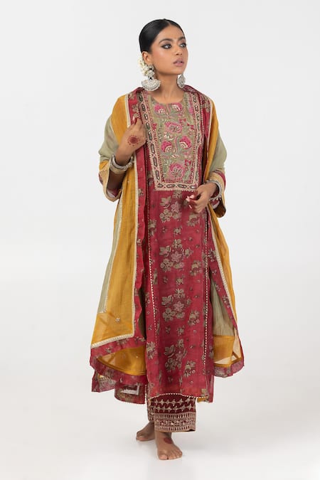 Pants and Pajamas Chanderi Mul Print Dupatta 