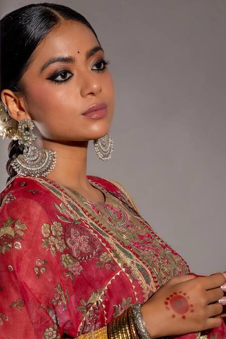 Pants And Pajamas Green Chanderi Embroidery Mul Print Dupatta Online at Aza Fashions Pants And Pajamas_Green Chanderi Embroidery Mul Print Dupatta _Online_at_Aza_Fashions