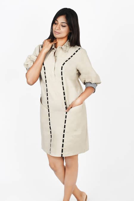 Richaa Goenka Placement Sea Horse Embroidered Dress 