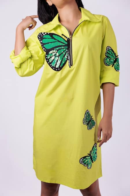 Richaa Goenka Butterfly Pattern Cotton Dress 