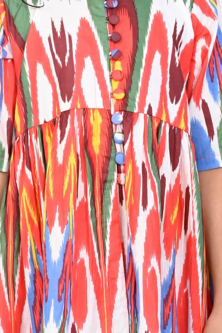 The Cotton Staple_White Cotton Pearl Ikat Print Kurta With Pant _at_Aza_Fashions