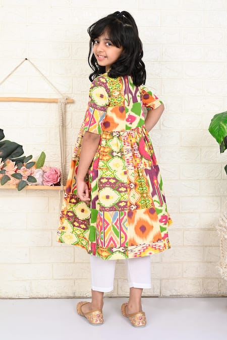 The Cotton Staple Minion Patchwork Ikat Print Kurta With Pant 