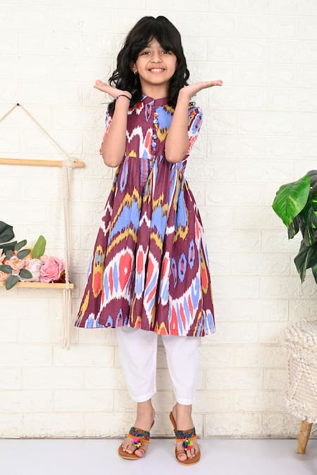 Buy_THE COTTON STAPLE_Multi Color Cotton Cherry Ikat Print Kurta With Pant _Online_at_Aza_Fashions