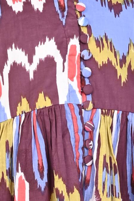 Buy_THE COTTON STAPLE_Multi Color Cotton Cherry Ikat Print Kurta With Pant 