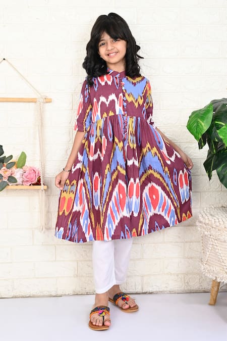 THE COTTON STAPLE Cherry Ikat Print Kurta With Pant 