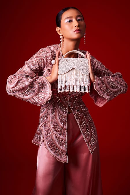 Forever Noor Julia Rosette Cutdana Embellished Box Bag 