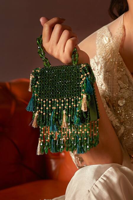 Buy Forever Noor Green Crystals Daphne Celeste Studded Bag Online at Aza Fashions Buy_Forever Noor_Green Crystals Daphne Celeste Studded Bag _Online_at_Aza_Fashions