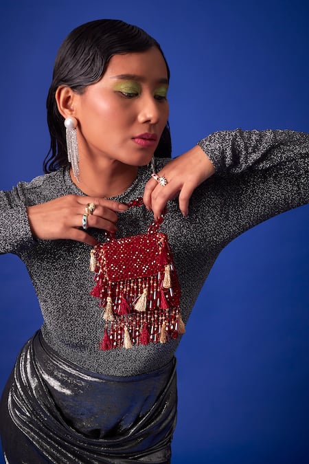 Forever Noor Daphne Flaming Crystal Studded Bag 