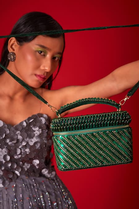 Forever Noor Laura Stone & Sequin Embellished Cube Bag 