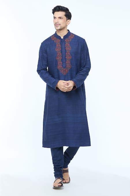 Kishore Ramani Floral Vine Embroidered Kurta With Churidar 