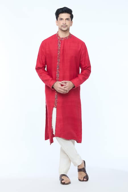 Kishore Ramani Pashmina Border Asymmetric Kurta With Churidar 