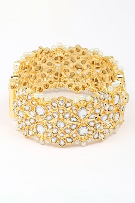 Zaza By Somya Legend Kundan Studded Floral Bracelet- Single Pc 