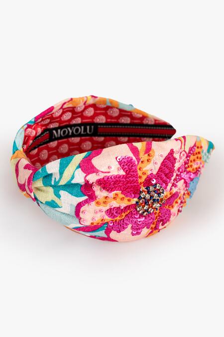 Buy_Moyolu_Multi Color Floral Radiance Embroidered Hair Band _Online_at_Aza_Fashions
