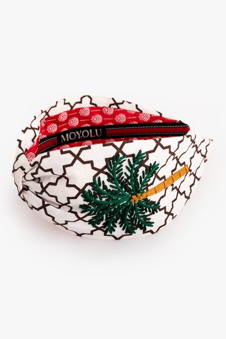 Buy Moyolu White Geometric Palm Paradise Embroidered Hair Band Online at Aza Fashions Buy_Moyolu_White Geometric Palm Paradise Embroidered Hair Band _Online_at_Aza_Fashions