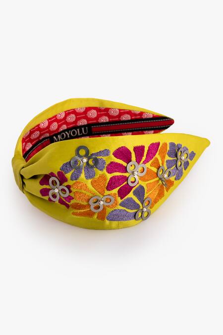 Buy Moyolu Green Thread Matisse Blooms Embroidered Hair Band Online at Aza Fashions Buy_Moyolu_Green Thread Matisse Blooms Embroidered Hair Band _Online_at_Aza_Fashions
