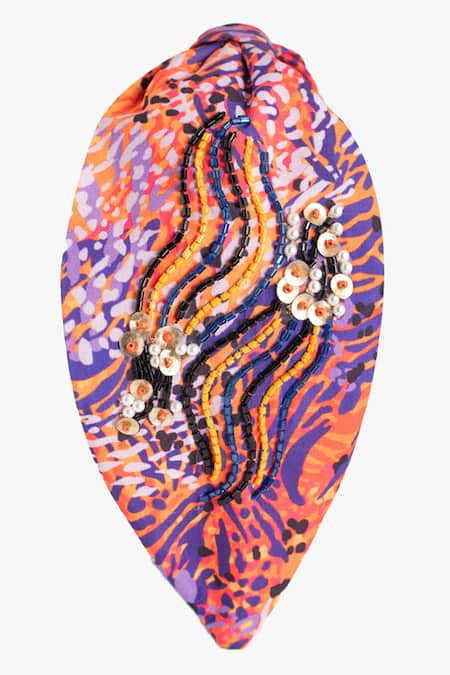 Moyolu Multi Color Abstract Jungle Jewel Embroidered Hair Band Online at Aza Fashions Moyolu_Multi Color Abstract Jungle Jewel Embroidered Hair Band _Online_at_Aza_Fashions