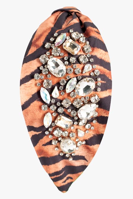 Moyolu Glitter Tiger Embroidered Hair Band 
