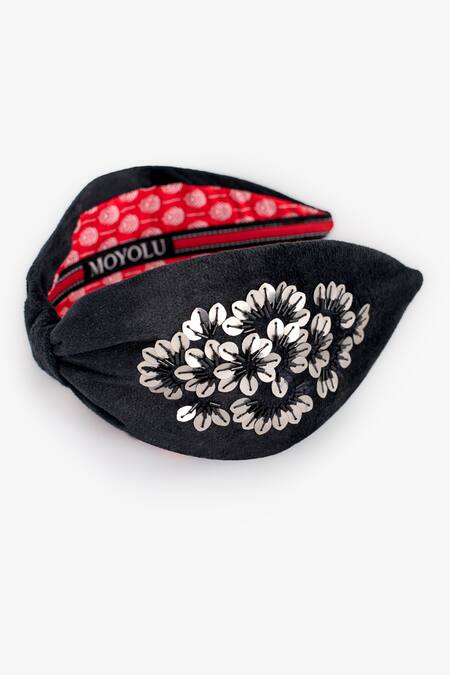 Buy_Moyolu_Black Cutdana Elegant Noir Embroidered Hair Band _Online_at_Aza_Fashions