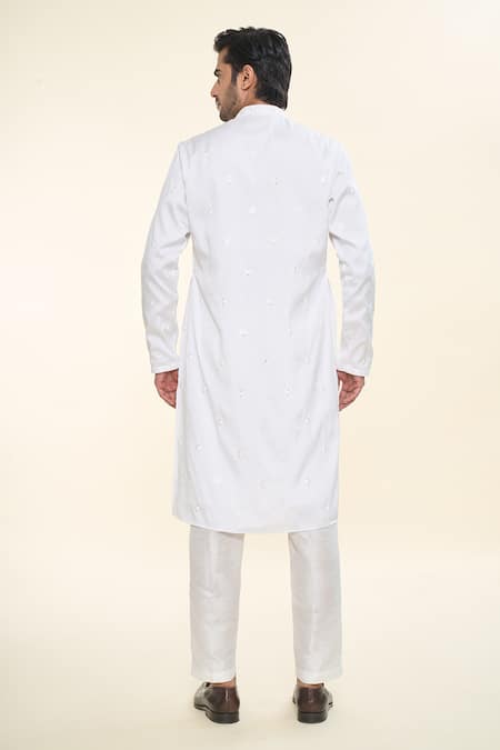 Shop Rng Safawala Off White Cotton, Silk Sequins, Embroidery Kurta With Pant at Aza Fashions Shop_Rng Safawala_Off White Cotton, Silk Sequins, Embroidery Kurta With Pant _at_Aza_Fashions