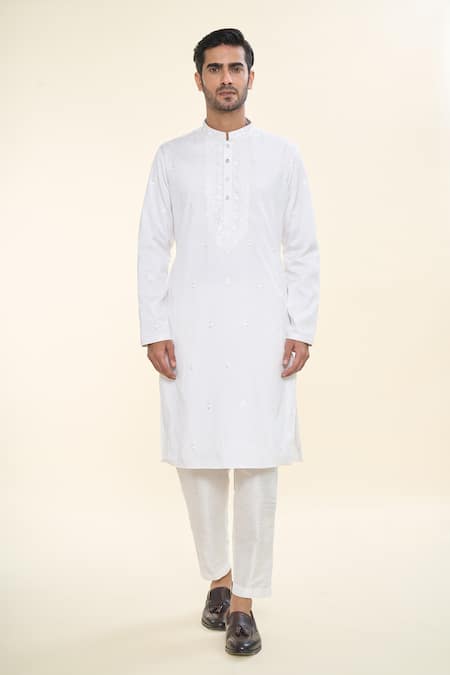 Rng Safawala Off White Cotton, Silk Sequins, Embroidery Kurta With Pant Online at Aza Fashions Rng Safawala_Off White Cotton, Silk Sequins, Embroidery Kurta With Pant _Online_at_Aza_Fashions