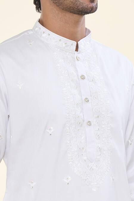 Shop Rng Safawala Off White Cotton, Silk Sequins, Embroidery Kurta With Pant Online at Aza Fashions Shop_Rng Safawala_Off White Cotton, Silk Sequins, Embroidery Kurta With Pant _Online_at_Aza_Fashions
