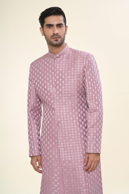 Buy Rng Safawala Purple Silk, Cotton Sequins, Embroidery Thread Achkan With Pant Online at Aza Fashions Buy_Rng Safawala_Purple Silk, Cotton Sequins, Embroidery Thread Achkan With Pant _Online_at_Aza_Fashions