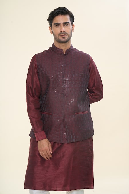 Buy Rng Safawala Maroon Silk, Cotton Sequins, Embroidery Kurta Set Online at Aza Fashions Buy_Rng Safawala_Maroon Silk, Cotton Sequins, Embroidery Kurta Set _Online_at_Aza_Fashions