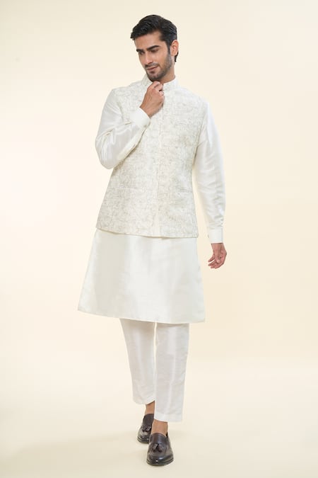 RNG Safawala Kurta Set With Floral Print Nehru Jacket 