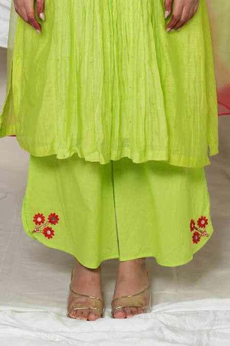 Jyoti Bansal Green Chanderi, Cotton, Organza Embroidery, Floral Thread Anarkali Pant Set Online at Aza Fashions Jyoti Bansal_Green Chanderi, Cotton, Organza Embroidery, Floral Thread Anarkali Pant Set _Online_at_Aza_Fashions