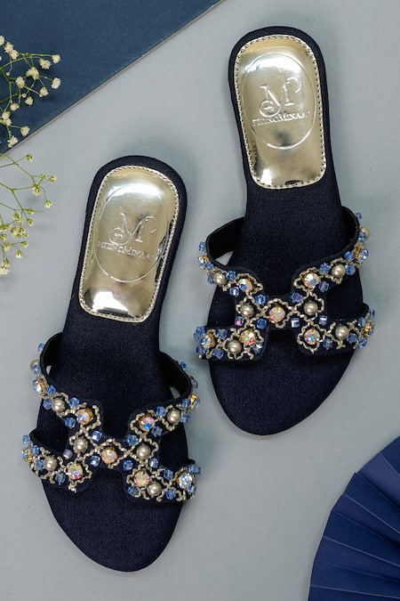 PHENOMINAAL Sapphire Hand Embroidered Sandals 