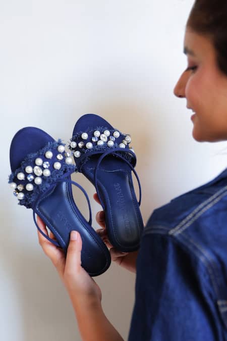 PHENOMINAAL_Blue Crystals Mystic Dream Embellished Wedges _Online_at_Aza_Fashions