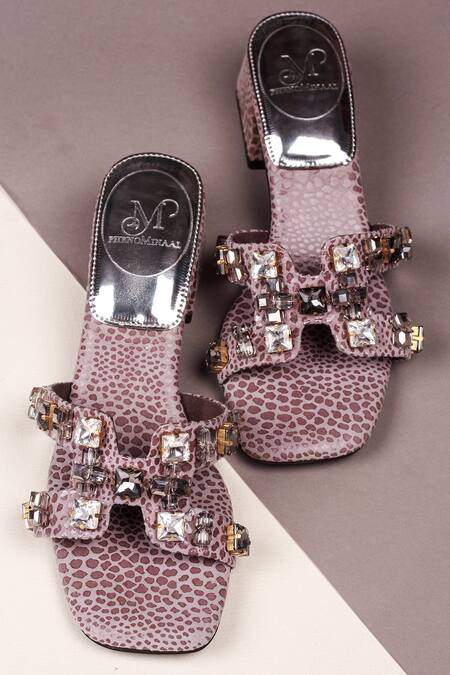 PHENOMINAAL_Grey Crystal Shadow Embellished Heels _Online_at_Aza_Fashions