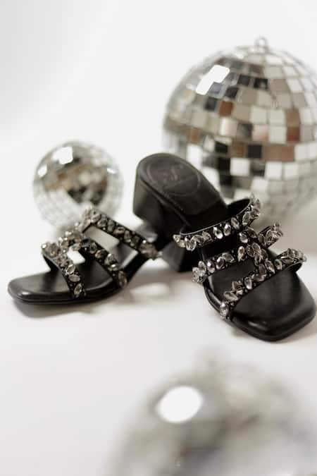 Phenominaal Black Crystals Cleopatra Bejewelled Heels 