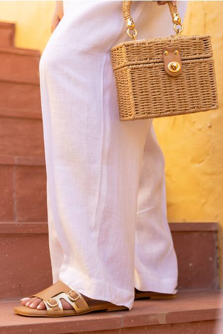 PHENOMINAAL_Brown Giza Handcrafted Flats _Online_at_Aza_Fashions