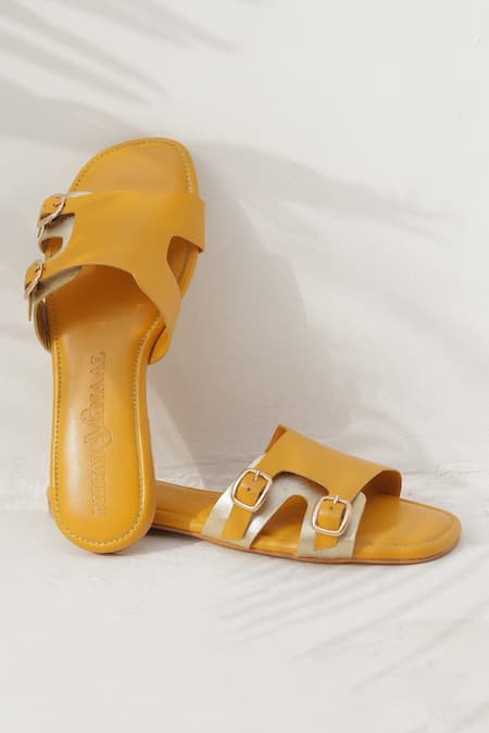 PHENOMINAAL_Yellow Canary Handcrafted Flats _Online_at_Aza_Fashions