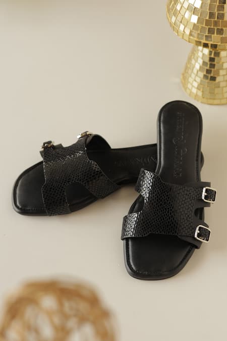 PHENOMINAAL_Black Onyx Handcrafted Flats _at_Aza_Fashions