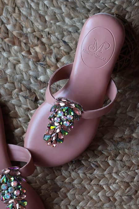 PHENOMINAAL_Pink Rosewood Hand Embroidered Flats _at_Aza_Fashions