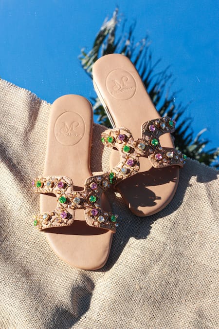 PHENOMINAAL Harlequin Embroidered Flats 