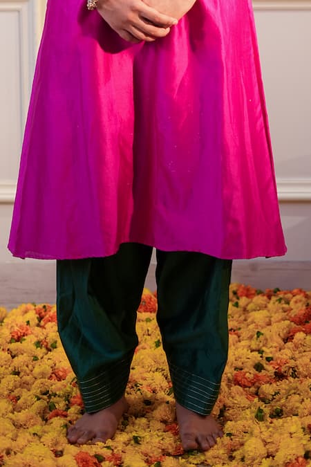 Buy Label Flamingo By Vrinda Pink Silk, Embroidery Split Zari Hand Kurta With Salwar Online at Aza Fashions Buy_Label Flamingo By Vrinda_Pink Silk, Embroidery Split Zari Hand Kurta With Salwar _Online_at_Aza_Fashions