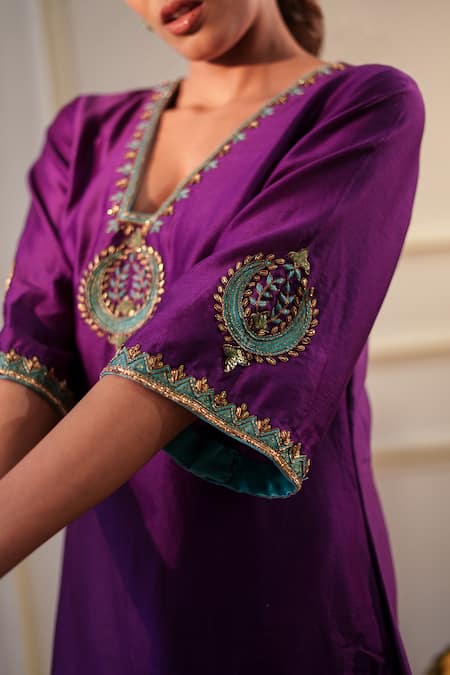 Label Flamingo By Vrinda Zari Hand Embroidered Kurta & Salwar Set 