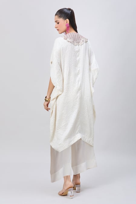 Minaxi Dadoo Embellished Yoke Crushed Kaftan & Pant Set 