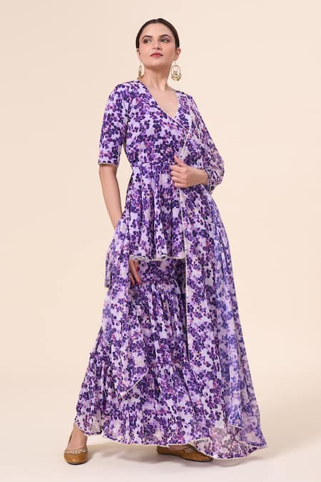 Samyukta Singhania Bloom Floral Print Anarkali Sharara Set 