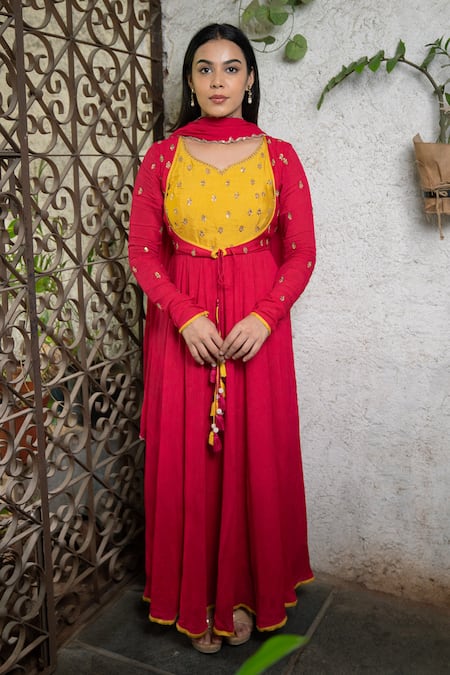 Pooja Kankariya Fuchsia Chiffon, Silk Sequins, Zari And Embroidered Anarkali Churidar Set at Aza Fashions Pooja Kankariya_Fuchsia Chiffon, Silk Sequins, Zari And Embroidered Anarkali Churidar Set _at_Aza_Fashions
