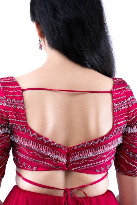 Buy Pooja Kankariya Fuchsia Silk, Organza Sequins, Beads Sweetheart Embroidered Blouse Sharara Set Online at Aza Fashions Buy_Pooja Kankariya_Fuchsia Silk, Organza Sequins, Beads Sweetheart Embroidered Blouse Sharara Set _Online_at_Aza_Fashions