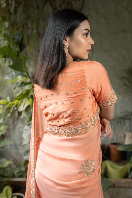 Pooja Kankariya Zardosi Embroidered Saree With Blouse 